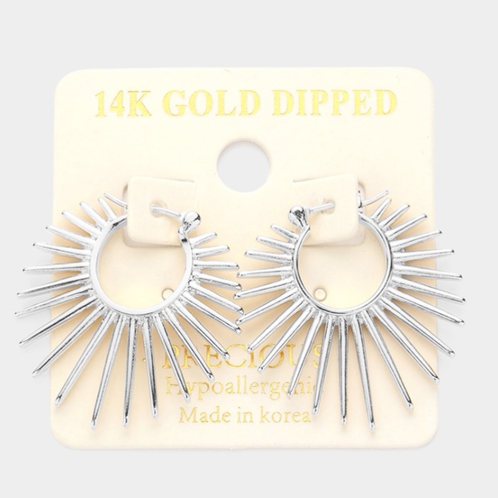 COPY - 14K White Gold Dipped Abstract Metal Pin Catch Earrings